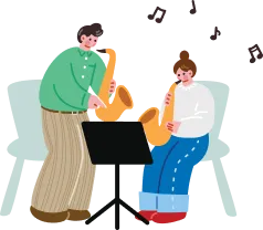 サックスの演奏をしている男女のイラスト