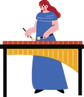 木琴を叩く女性のイラスト