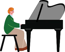 ピアノを弾いている男性のイラスト