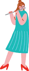 フルートを弾く女性のイラスト